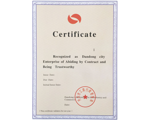 got the title of contract abiding and credit respecting enterprise company in Dandong City